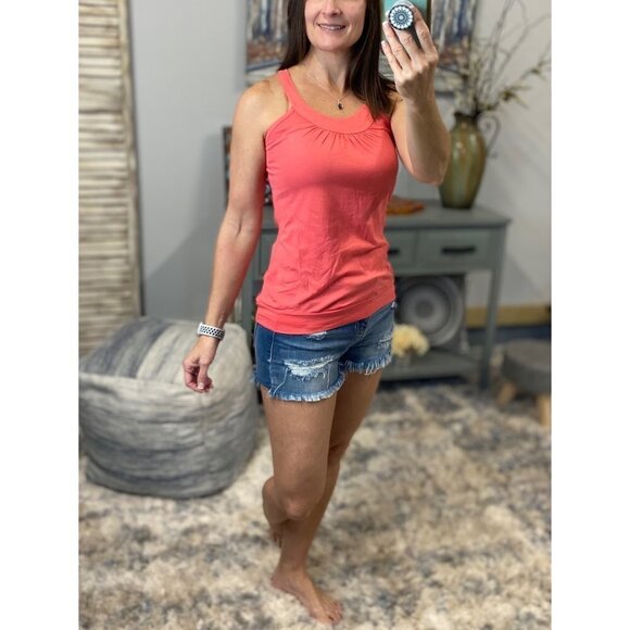 ❤️‍🔥Ruched Racerback Floaty Banded Tank Coral 2914 - Picture 1 of 5